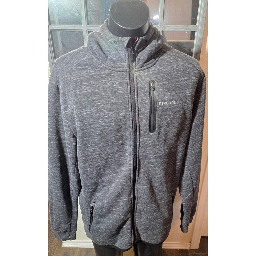 Rip Curl Anti-Series Mens XL Full Zip Hoodie Grey Heathered Fleece Lined Jacket